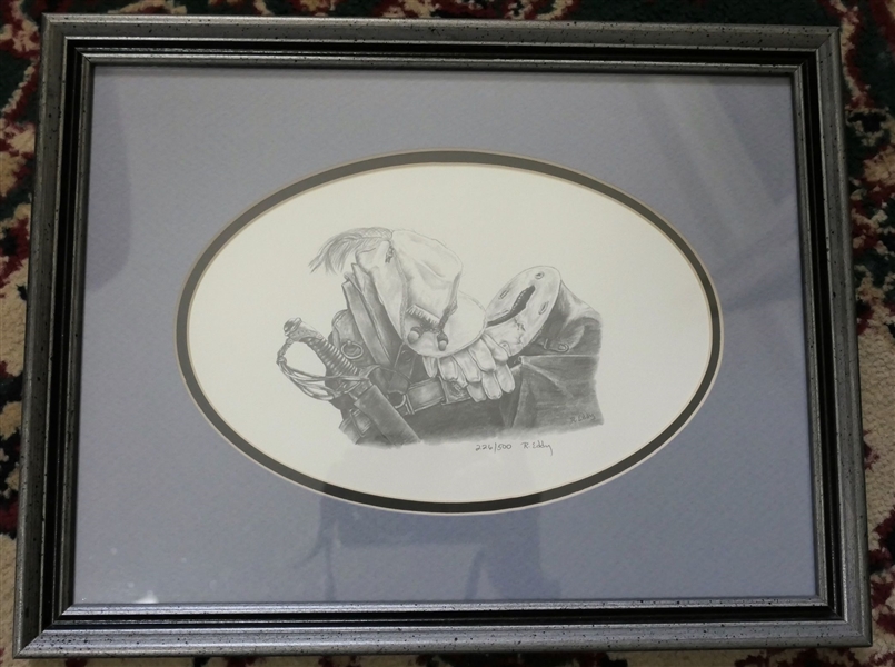 R. Eddy Artist Signed and Numbered 226/500 Civil War Print - With Note From Artist on Back - Framed and Double Matted - Frame Measures 10 1/4" by 13 1/4"