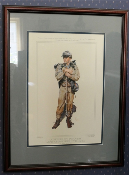 "Confederate Infantry Army of Northern Virginia" Artist Signed and Numbered Artist Proof by Rick Reeves - Numbered AP20/50 - Framed and Double Matted - Frame Measures 23" by 17"