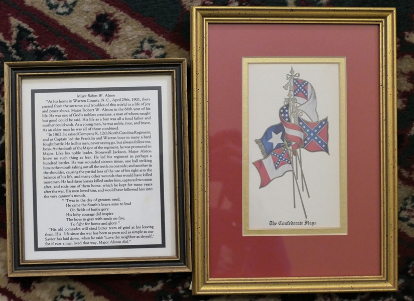 Eulogy of Major Robert W. Alston Given by Judge Walter Alexander Montgomery , Late of Co. F 12th N.C. Regt. C.S.A. - Framed - Frame Measures 7" by 6" and Framed Print of the Confederate Flags -...