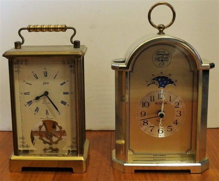 Schatz - Made in Germany Carriage Clock and Bulova Moon Phase Quartz Carriage Clock - Made in Germany - Schatz Carriage Clock Measures 5" Tall