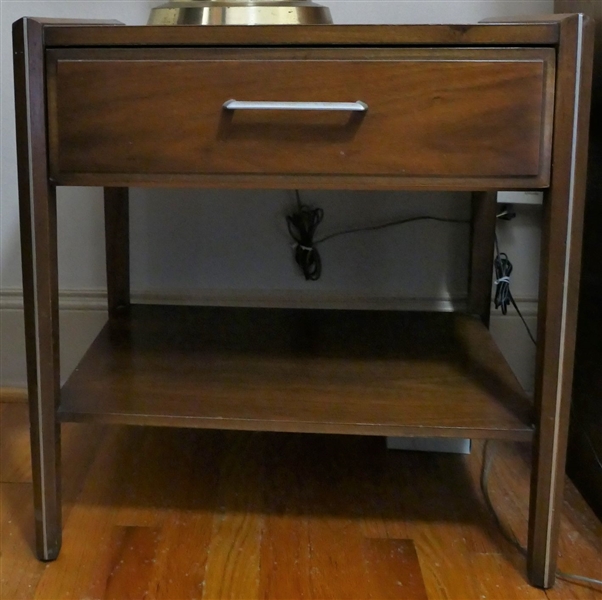 Mid Century Night Stand with Chrome Accents - Measures 23" tall 22" by 15 1/2"