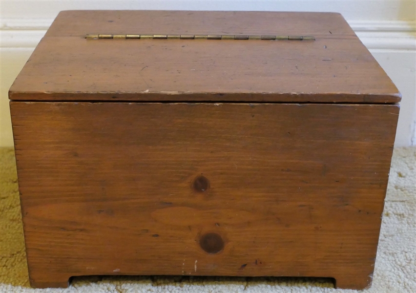 Pine Shoeshine Box with Metal Handles on Ends - With Contents - Measures 7" tall 12" by 7" 