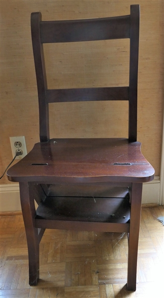 Nice Dark Finish Folding Chair / Step Ladder  - Folds From Chair to Step Ladder 