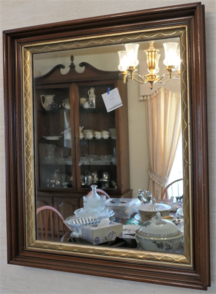 Walnut Shadowbox Mirror - Frame Measures 24" by 20" Interior 19 1/2" by 15 1/2" 
