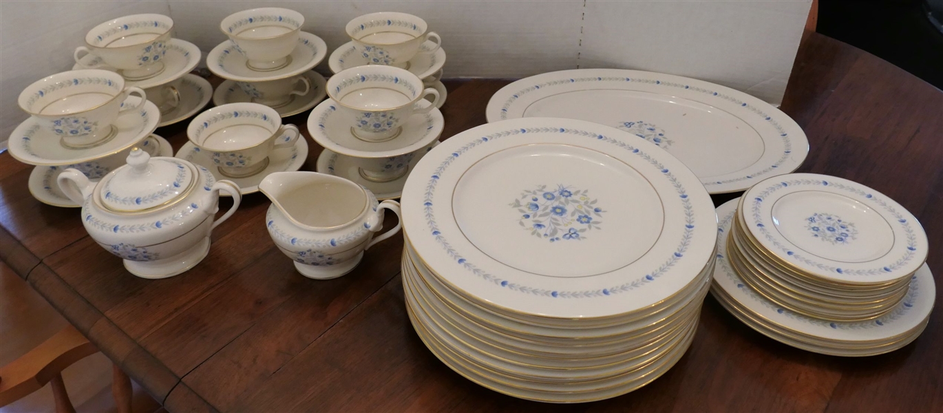 47 Piece Set of Castleton "Devon" China -  Platter Measures 15 1/4" Across, Dinner Plates 10 3/4"