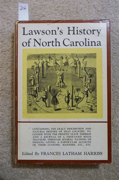 Lawsons History of North Carolina Edited by Frances Latham Harriss - 1960 3rd Edition - Hardcover Book with Dust Jacket 