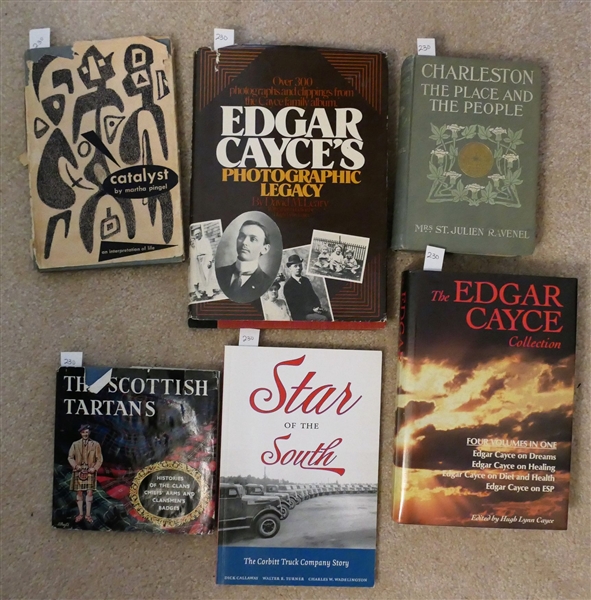 6 Books including "The Edgar Cayce Collection" "Charleston The Place and The People" "Edgar Cayces Photographic Legacy" "Catalyst" "The Scottish Tartans" and "Star of The South" 