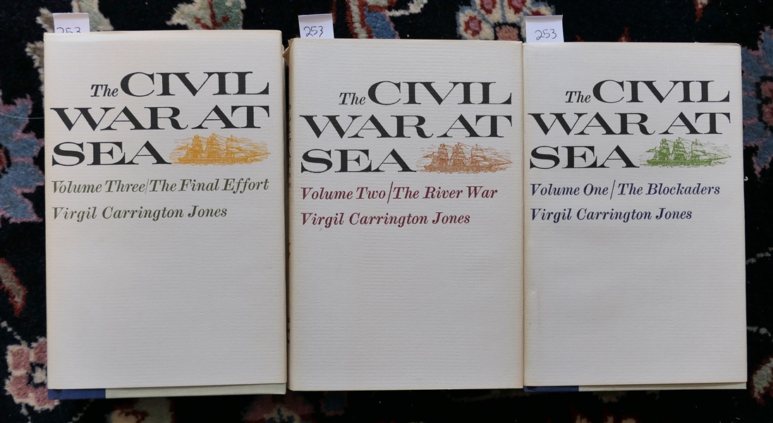 The Civil War at Sea Volumes I, II, & III - by Virgil Carrington Jones - Reprinted in 1990 By Broadfoot Publishing Company - Hardcover Books with Dust Jackets 