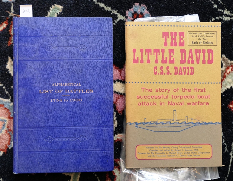 The Little David C.S.S. David The Story of the First Successful Torpedo Boat attack in Naval Warfare" Booklet Printed and Distributed As A Public Service By The Bank of Berkley and "Alphabetical...