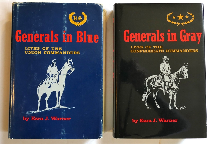 Generals in Blue - Lives of the Union Commanders by Ezra J. Warner 1964 University of Louisiana Press - First Edition Hardcover with Dust Jacket and "Generals in Gray - Lives of The Confederate...