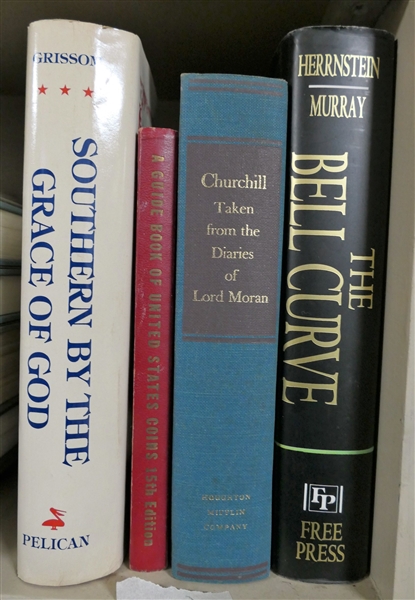 4 Books including "Southern By The Grace of God" "A Guide Book Of United States Coins" "Churchill Taken From The Diaries of Lord Moran" "The Bell Curve" 