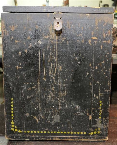 Wood Lift Top Crate - Appears to Have Held Water Bottle - Stencil Decorated On Bottom and Sides - Remnants of Crystal Springs Label Inside - Warren County, NC - Box Measures 19" tall 14 1/2" by 14...