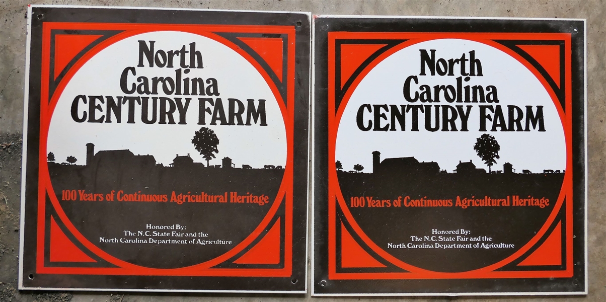 2 - North Carolina Century Farm Metal Signs - Each Sign Measures 11 1/2" by 11 1/2"