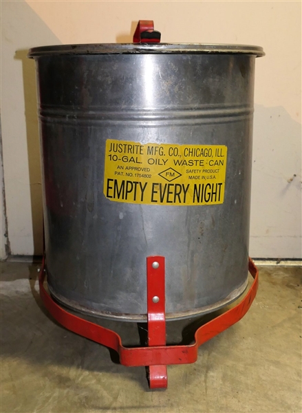 Justrite Mfg. Co. Chicago, Ill - 10 Gal. Oily Waste Can 