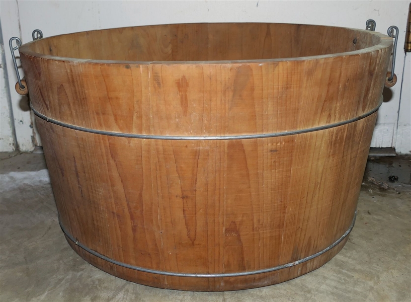 Wood Tub - Wood Bail Handles - Measures 11 1/2" tall 21 1/2" Across