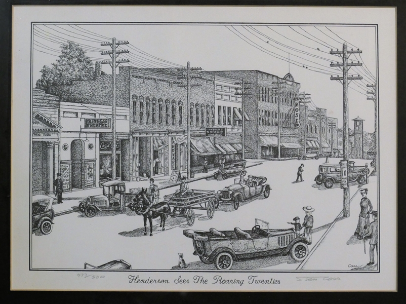 "Henderson Sees The Roaring Twenties" Pencil Signed and Numbered 427/500 Print by Stan Coss - Framed and Matted - Frame Measures 15 1/4" by 18 1/4"