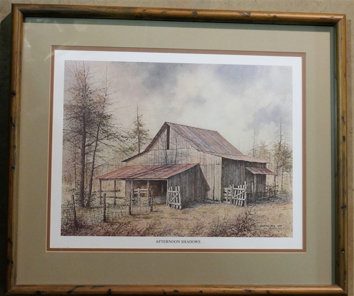 "Afternoon Shadows" Pencil Signed Print by Murfreesboro, TN Artist Burton Dye - Framed and Double Matted - Frame Measures 20" by 23 1/2" 