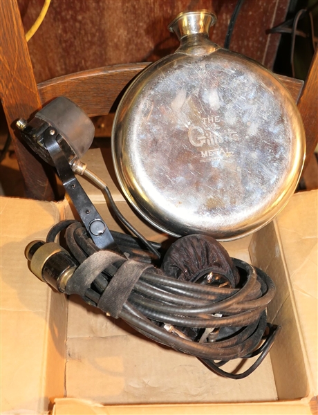 WWI Gillette Metal Canteen and Navy Gunners Mike and Headset