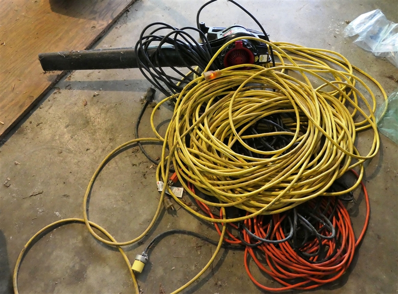 Lot of Drop Cords and Toro Electric Blower