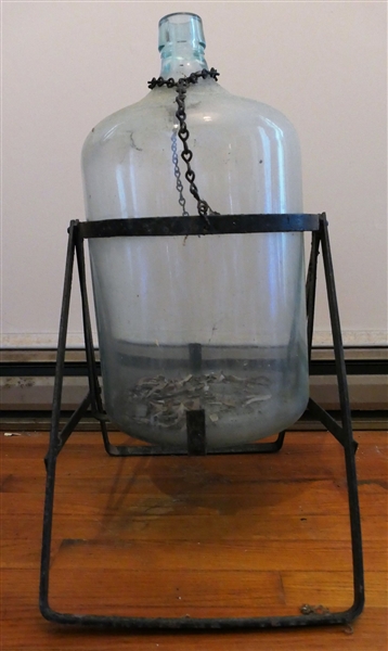 Glass Water Bottle in Metal Holder - Bottle measures 20" Tall 