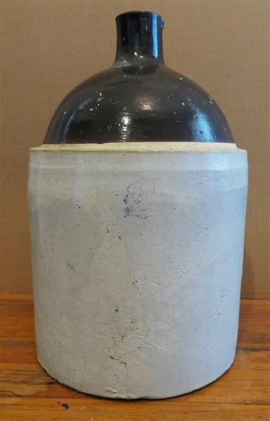 Brown and White Stone Jug - Measures 14" Tall 