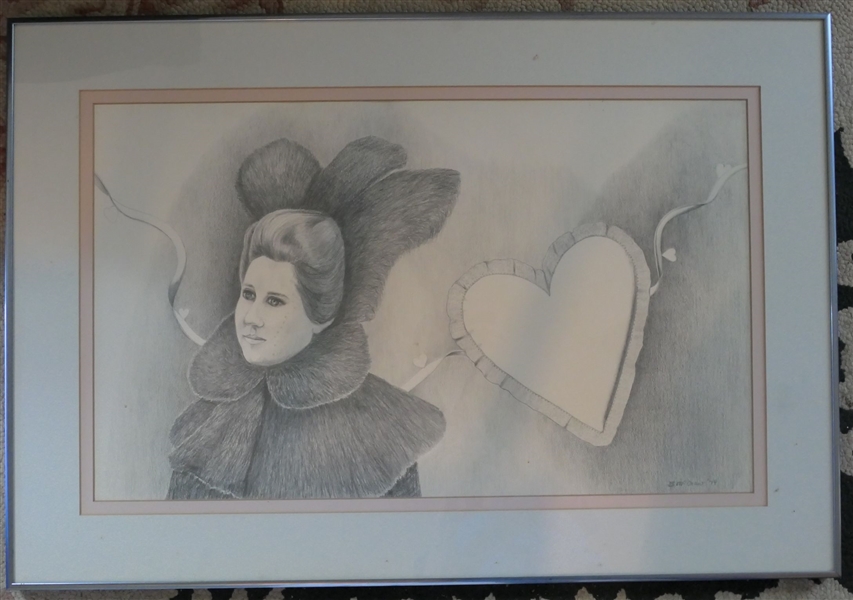 Original Pencil Drawing Signed by Artist G. McCraw 79 - Framed - Frame Measures 22" by 32"