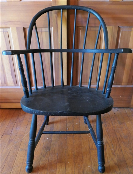 Sturdy Black Painted Windsor Chair - Measuring 35 1/2" tall 24 1/2" by 14"
