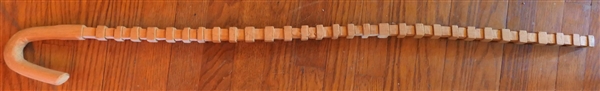 Hand Carved Wood Walking Cane with Block Details - Measures 43" Long