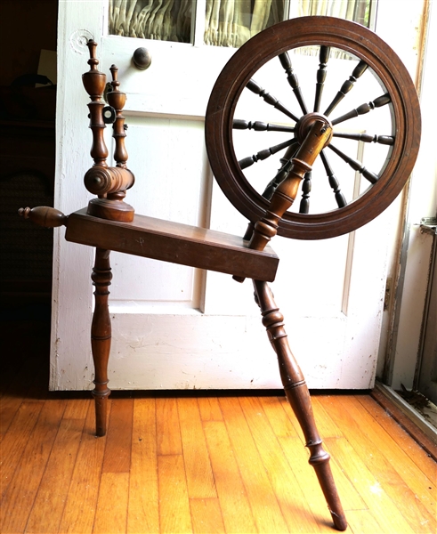 Antique Wooden Flax Wheel - Measuring 38" Tall