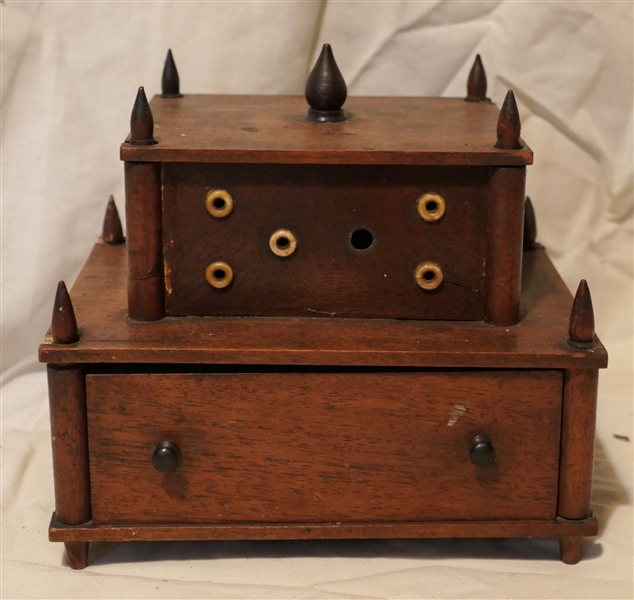 Walnut Victorian Sewing Box - Measuring 6" Tall 6 3/4" by 5" - One Piece of Wood Needs Attaching 