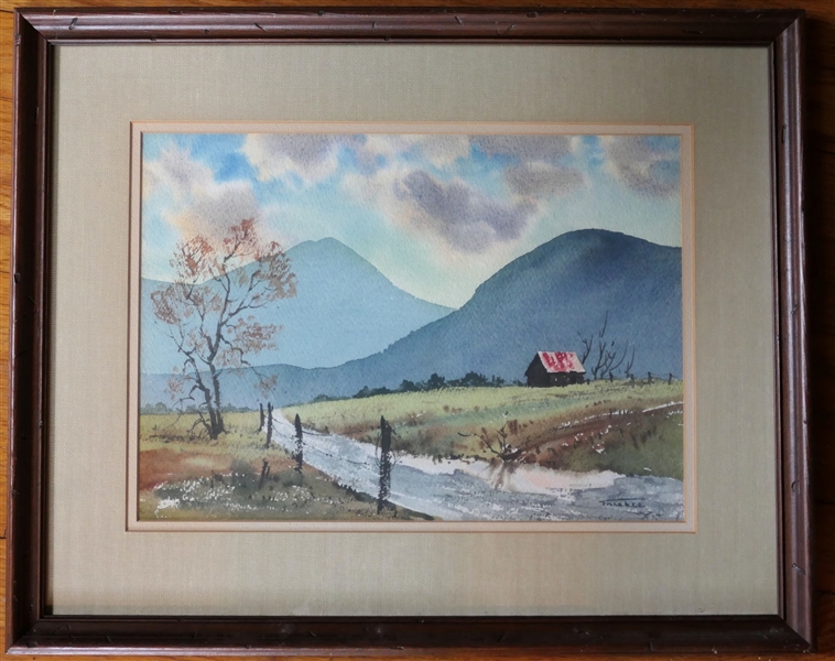 Frisbee Artist Signed Watercolor Painting - Framed and Matted - Frame Measures 16 1/2" by 20 1/2"