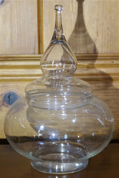 Beautiful Glass Apothecary Jar - Measures 14" Tall