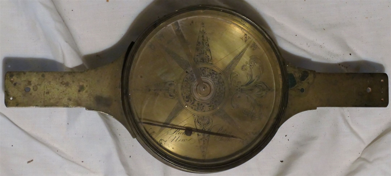 Richard Patten New York - Brass Compass - Measures 5 3/4" Across Dial - 13 1/2" End to End 