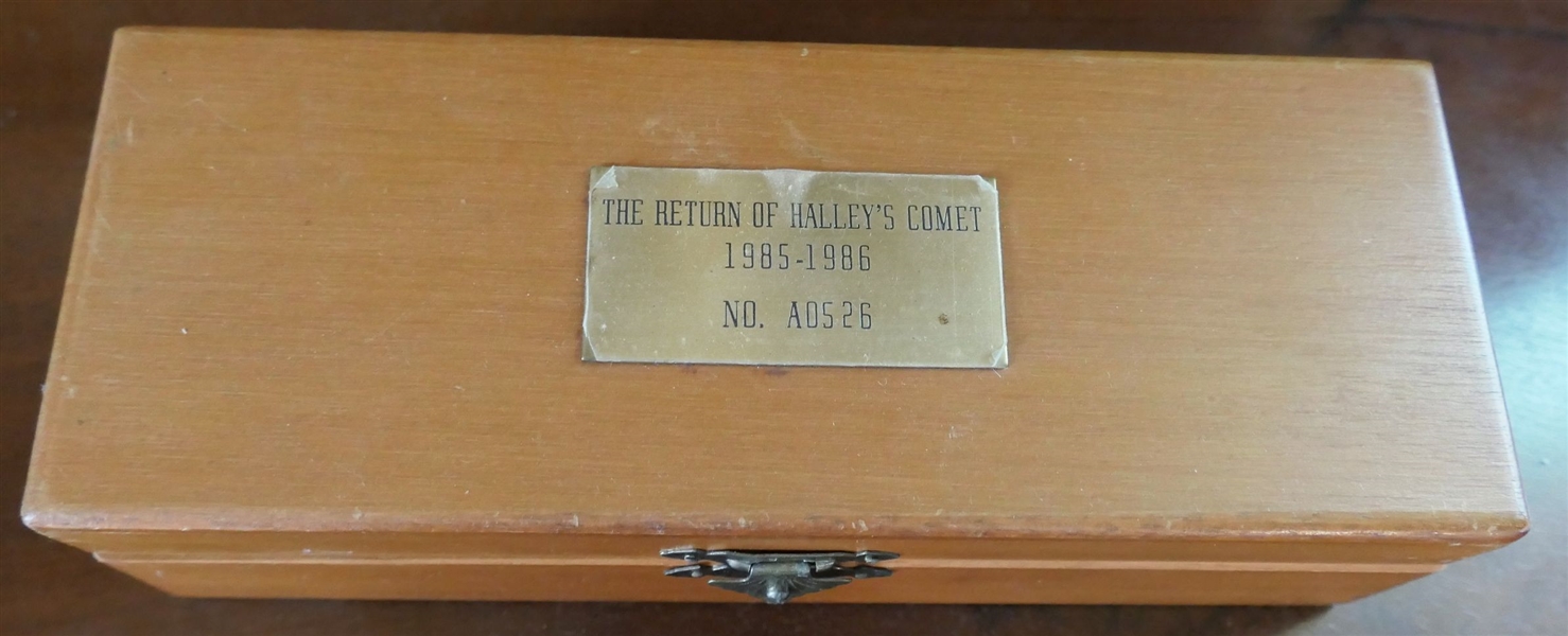 Limited Edition "The Return of Halleys Comet" Brass Telescope - 1985-1986 - No. A 0526 - Brass Telescope in Wood Case -Brass Tag On Top With Serial Number - Made in Japan - Telescope Measures 22"...