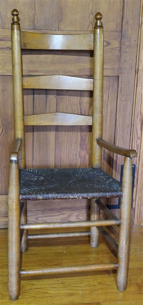 Country Primitive Ladderback Arm Chair Johnson Chair? - Belonged to Gentleman in Previous Lot - Chair  Measures 44 1/2" tall 19" by 16"