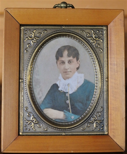 Hand Colored Photograph of Young Man - Framed and Matted - Frame Measures 6 1/2" by 5 1/2" 