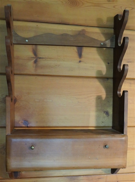 Nice Maple Wood Gun Rack with Fold Down Cabinet - Holds 4 Guns 