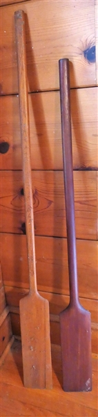 2 Antique Boat Oars / Paddles From Suffolk Virginia - One Measures 56 1/2" other 50 1/4" 