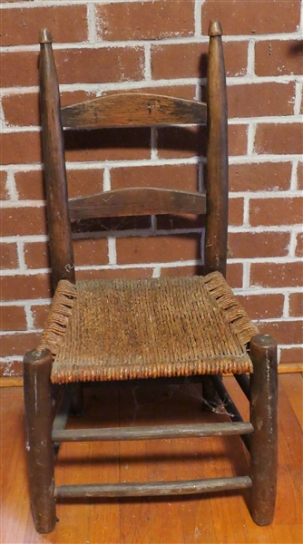 Handmade Low Ladderback Chair - Woven Seat - Chair Measures 33" Tall 15" to Seat