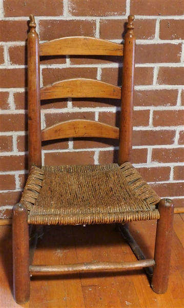 Country Primitive Ladderback Chair - Woven Bottom - 32" Tall - 13" To Seat