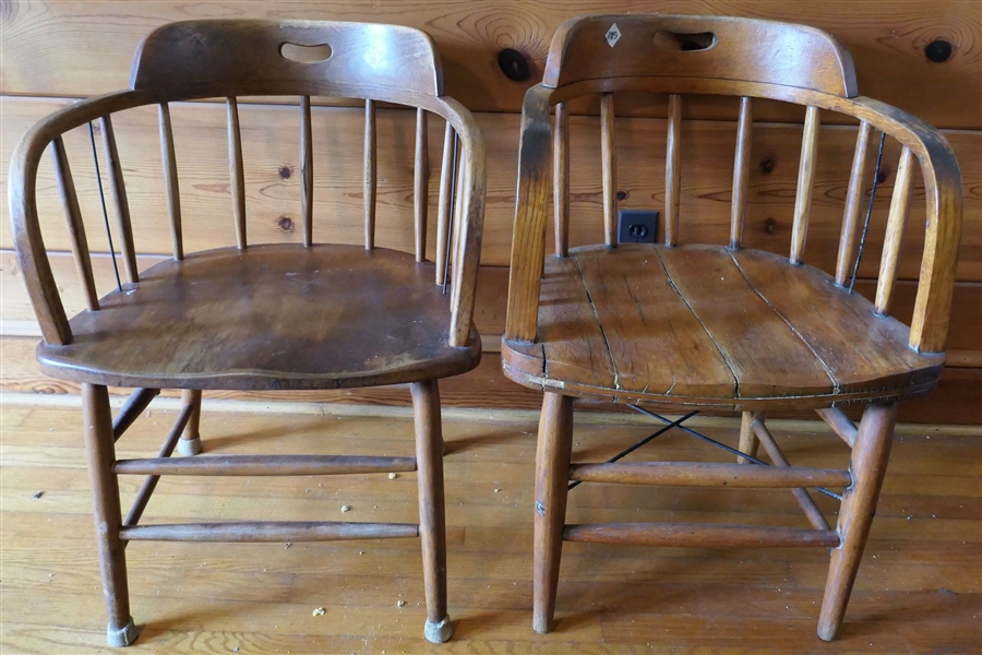 2 Wood Railroad Chairs 