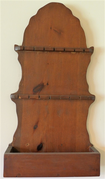 Pine Spoon Rack with Tray At Bottom -Measures 28" Long by 14 1/2" Across
