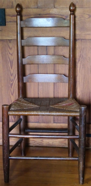 Nice Walnut Ladder Back Chair -Good Rush Bottom 