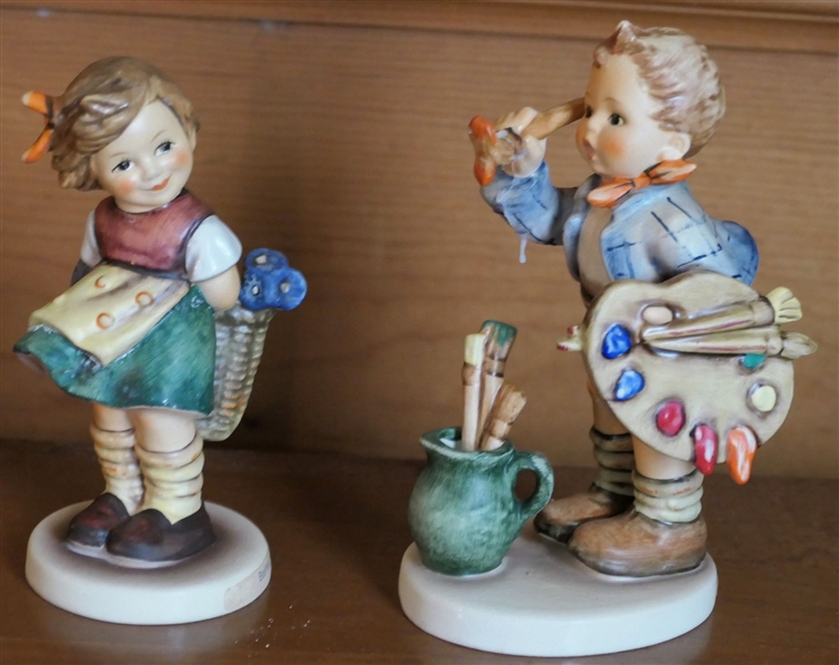 2 Goebel Hummel Figures - Bashful and The Artist - Brush Has Been Repaired 