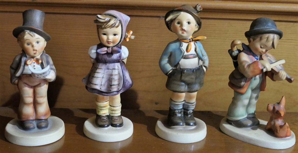 4 Goebel Hummel Figures - 2 Full Bee Musicians, "Which Hand" and "Brother" 