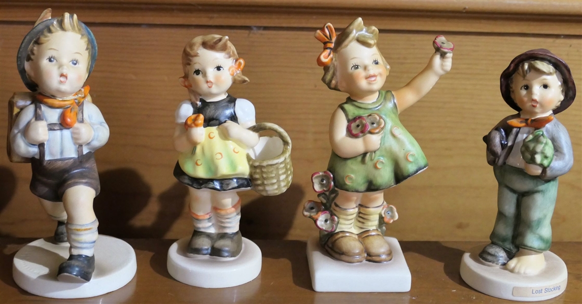 4 Goebel Hummel Figures - "Spring Cheer", "Lost Stocking" and 2 Others 