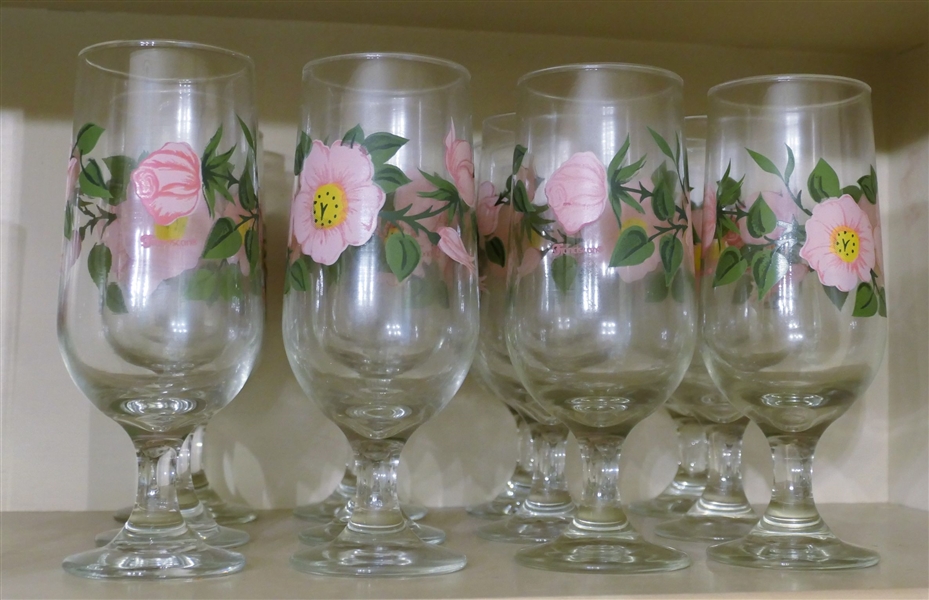 12 Franciscan Desert Rose Footed Iced Tea Glasses - Measuring 7 1/2" Tall 