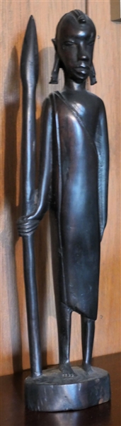 Hand Carved African Ebony Wood Statue - Measuring 