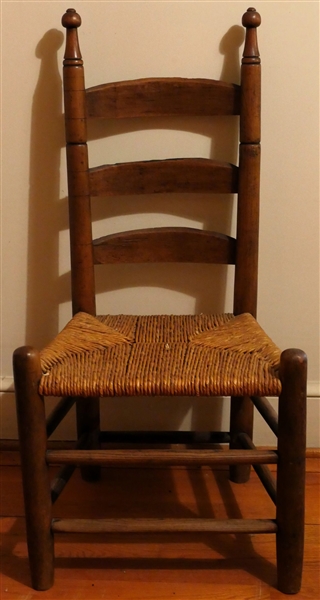 Country Primitive "Johnson" Ladderback Chair - Rush Bottom Seat - Measures 38" overall 17" To Seat