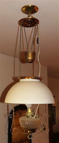 Victorian Hanging Lamp p- Glass Shade -Has Been Electrified - Not Drilled - Buyer Must Take Down 